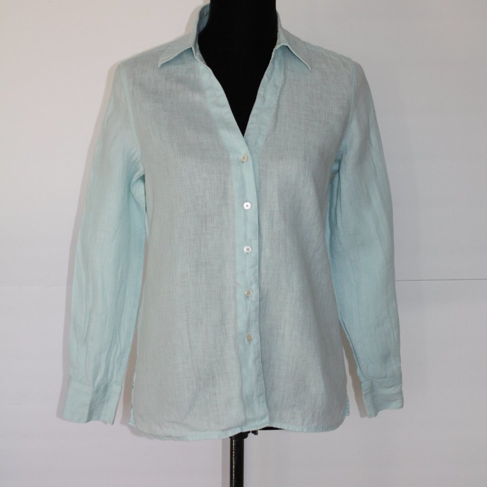 Talbots Irish Linen Button Down Blouse Size 10p - image 3